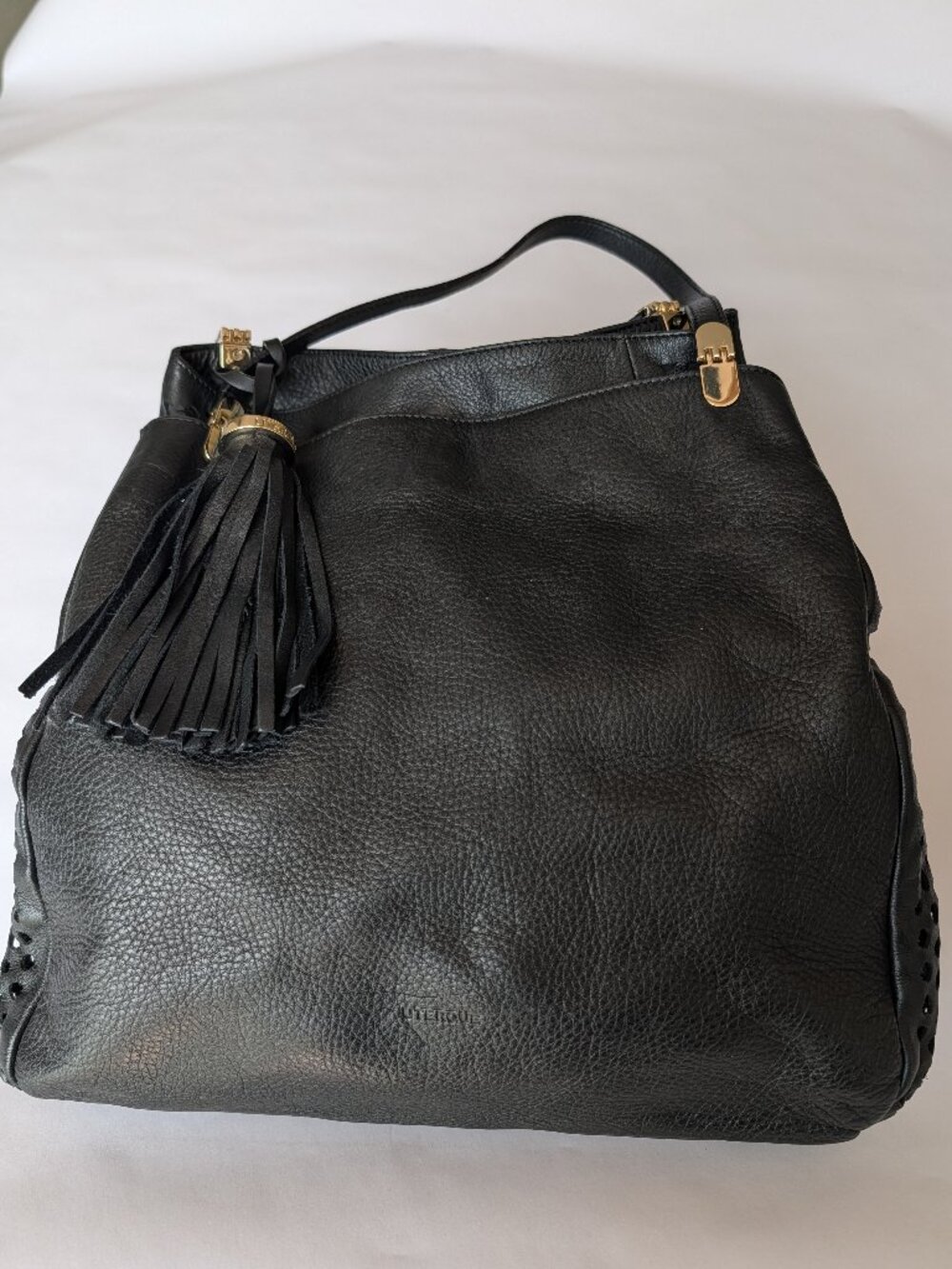 Uterque Large Black Leather Luxury Bag - Picture 2 of 10
